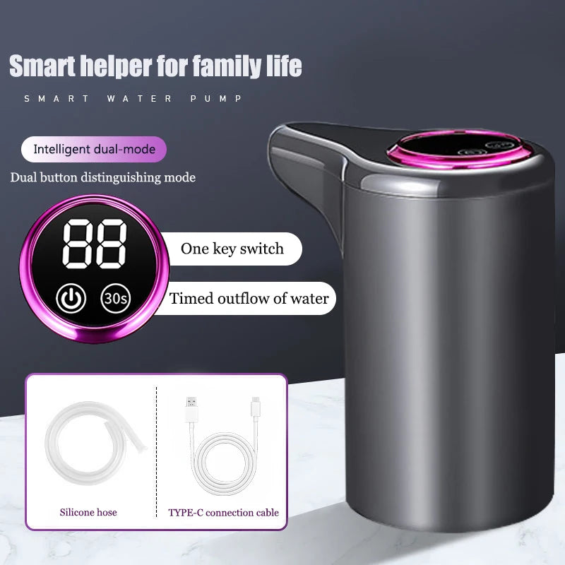 Bomba de agua eléctrica, dispensador automático inteligente de agua embotellada purificada para el hogar, carga USB, bomba de agua inalámbrica