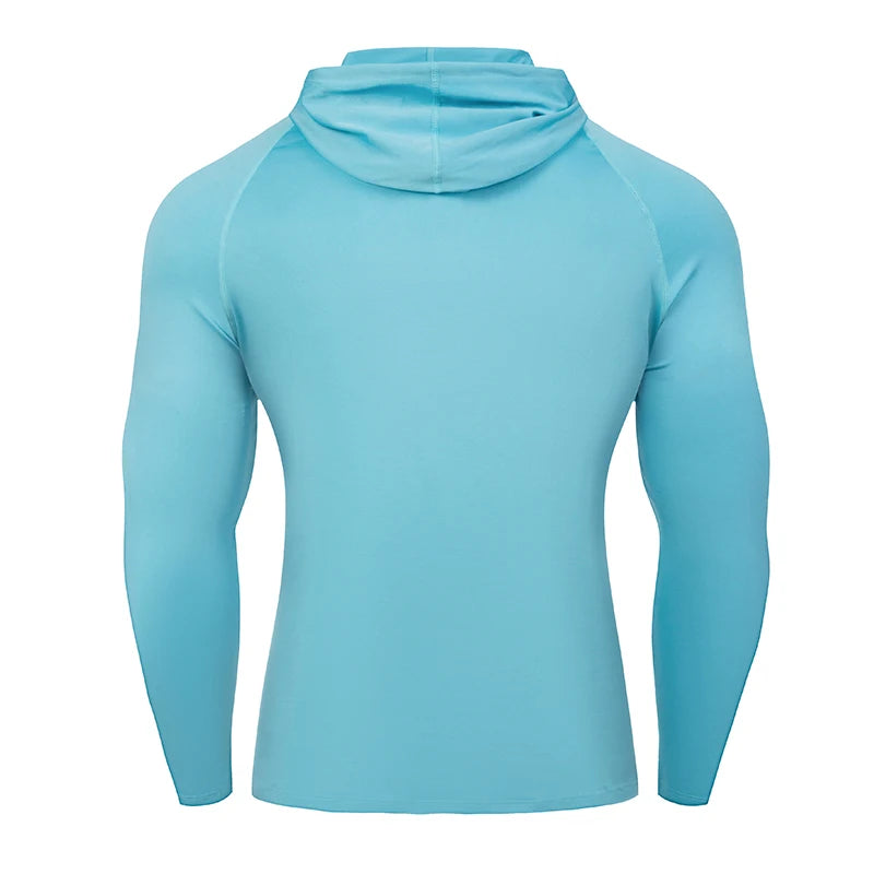 Camiseta de manga larga para correr para hombre, ropa deportiva, camiseta con capucha, jersey elástico, tops para gimnasio y fitness, camiseta de entrenamiento deportivo, chándal para hombre POLIESTER