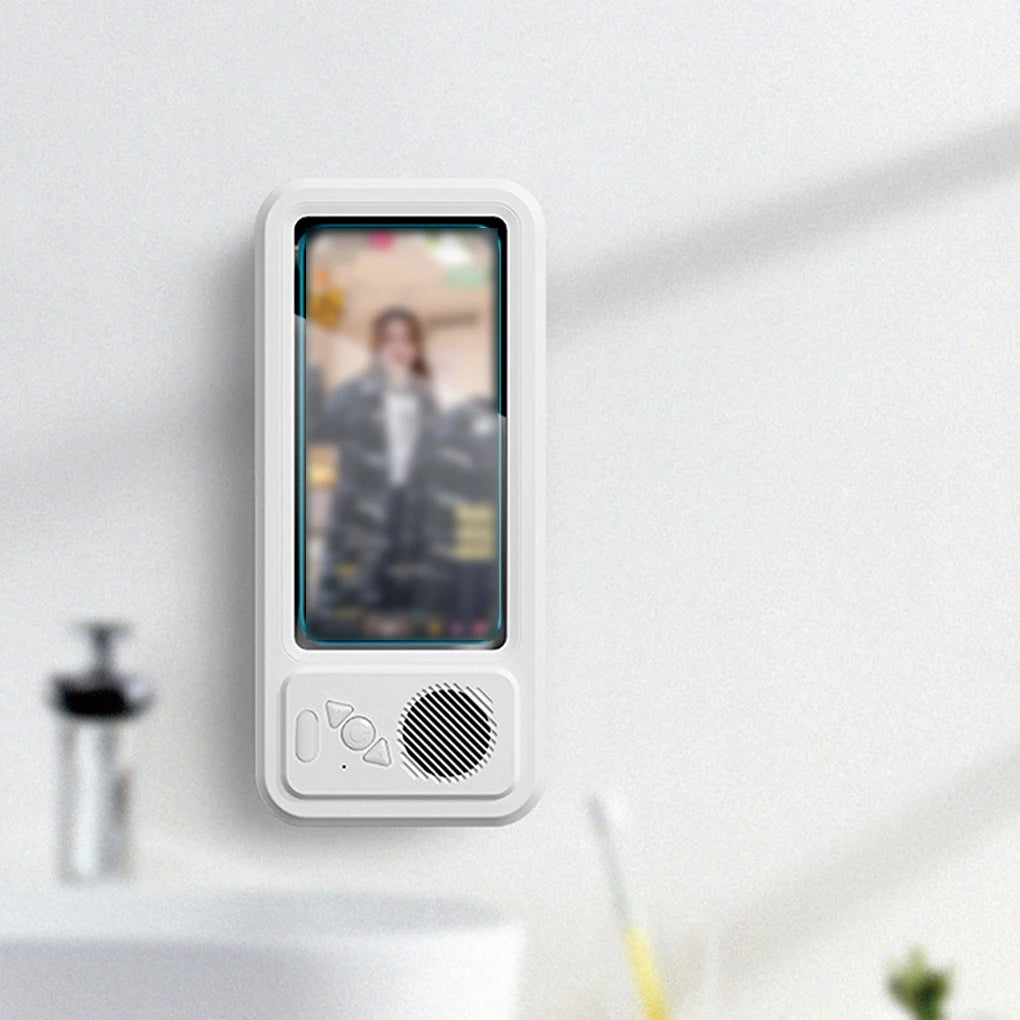Soporte para teléfono de ducha con altavoz Bluetooth, resistente al agua IPX4, antivaho, con pantalla táctil, para montaje en pared, ideal para ducha y baño.