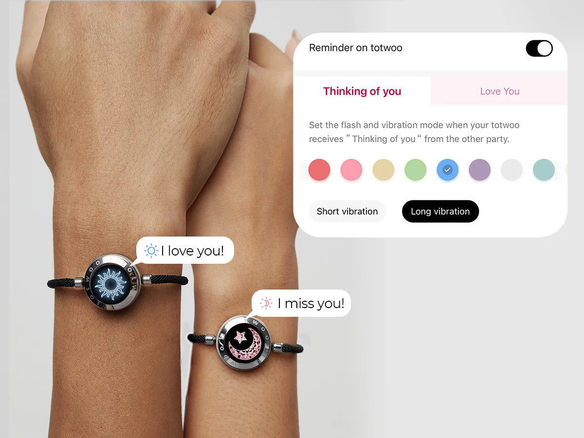 Pulsera individual Totwoo Touch: pulsera táctil de larga distancia con luz y vibración, pulsera de amor para relaciones, joyería inteligente