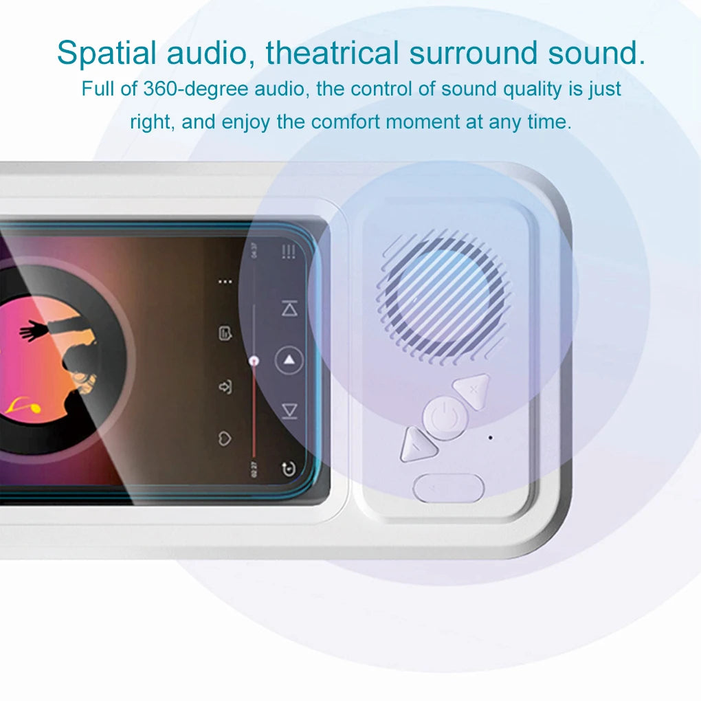 Soporte para teléfono de ducha con altavoz Bluetooth, resistente al agua IPX4, antivaho, con pantalla táctil, para montaje en pared, ideal para ducha y baño.