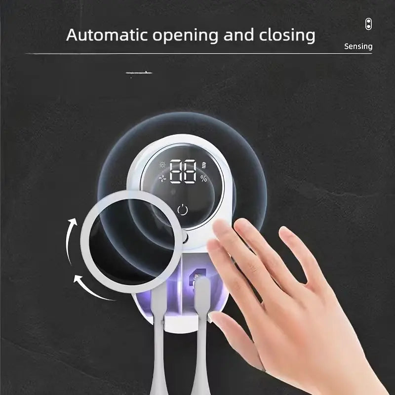 Soporte de pared para cepillos de dientes, esterilizador y secador inteligente, se adapta a la mayoría de las paredes, desinfección automática para cepillos de dientes.
