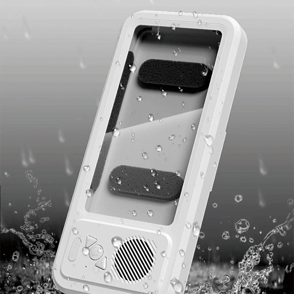 Soporte para teléfono de ducha con altavoz Bluetooth, resistente al agua IPX4, antivaho, con pantalla táctil, para montaje en pared, ideal para ducha y baño.